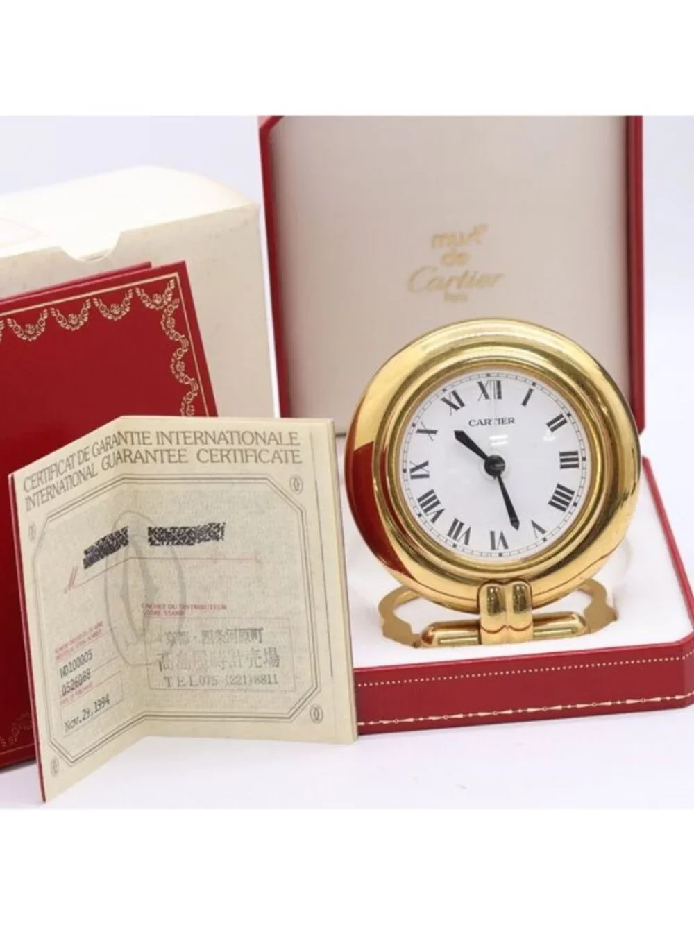Cartier Travel Clock Quartz White Dial Table